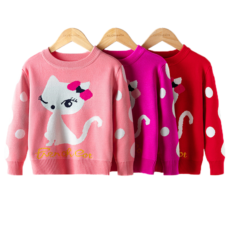 Baby Clothing Knitting Patterns - 여아 만화 프린트 따뜻한 스웨터, 2022