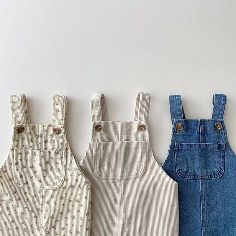 Baby Overall Denim - 유아 여아 스트랩 바지 단색 유아