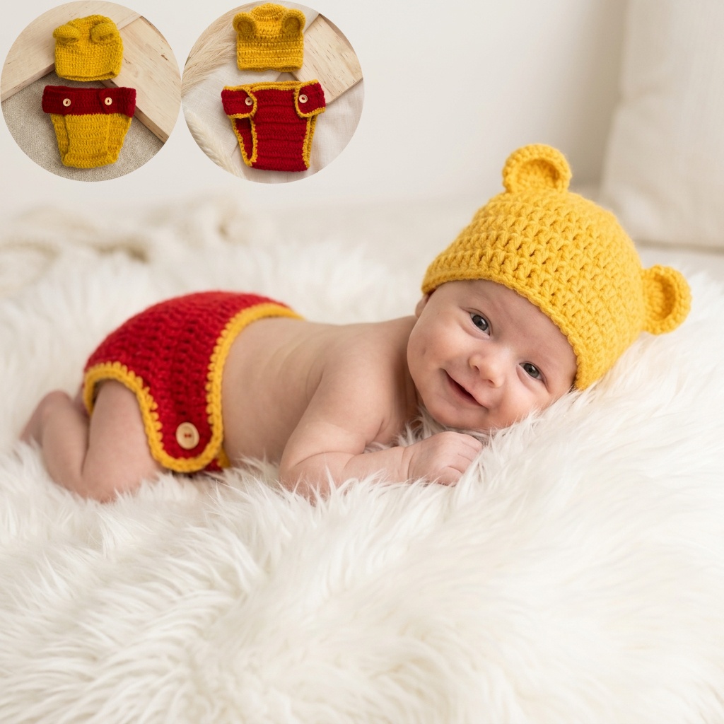 Baby Clothing Products - 2Pcs 신생아 크로셰 곰 의상 부드러운