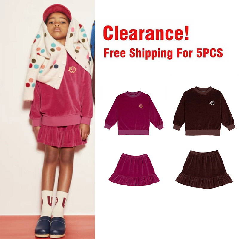 Baby Clothing Clearance - 여아용 벨벳 스웨터 스커트 의류 세트,