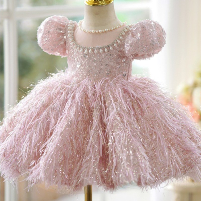 패션 아기 소녀 공주 스팽글 깃털 드레스 푹신한 슬리브 - Baby Clothing Discount 리뷰 및 가격