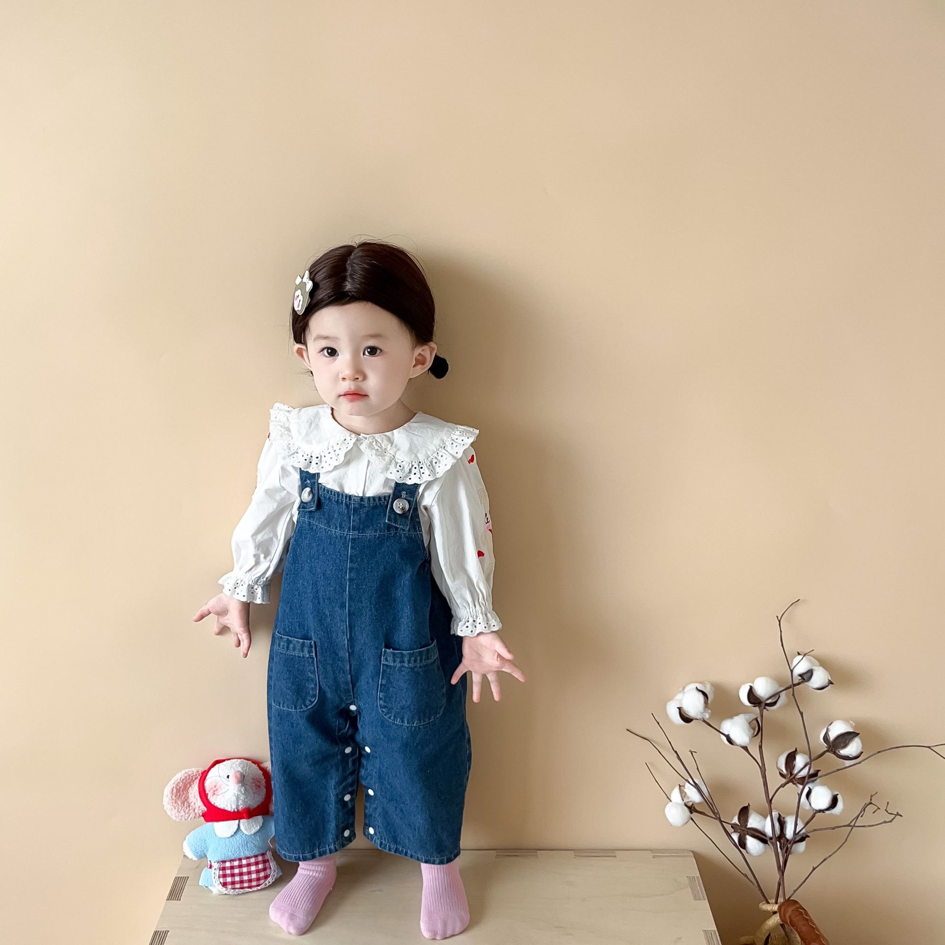 귀여운 아기 여아 오버롤, 토끼 귀 공, 느슨한 데님  - Baby Overall Denim 리뷰 및 가격