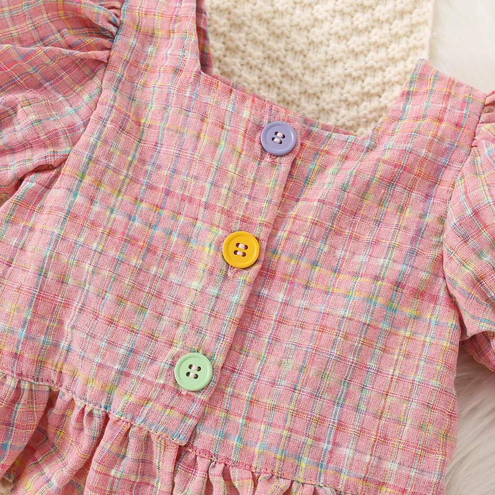 여아용 귀여운 공주 스타일 투피스 세트, 면 컬러 격자 - Baby Clothing Clearance 리뷰 및 가격