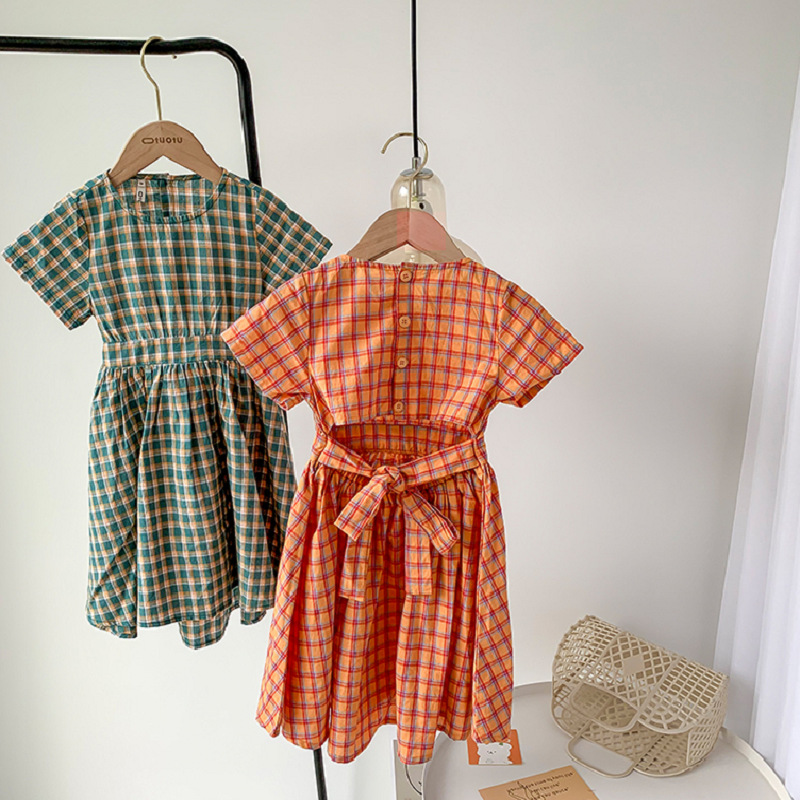 여름 캐주얼 아기와 소녀 면화 격자 무늬 싱글 브레스트 - Baby Clothing Knitting Patterns 리뷰 및 가격