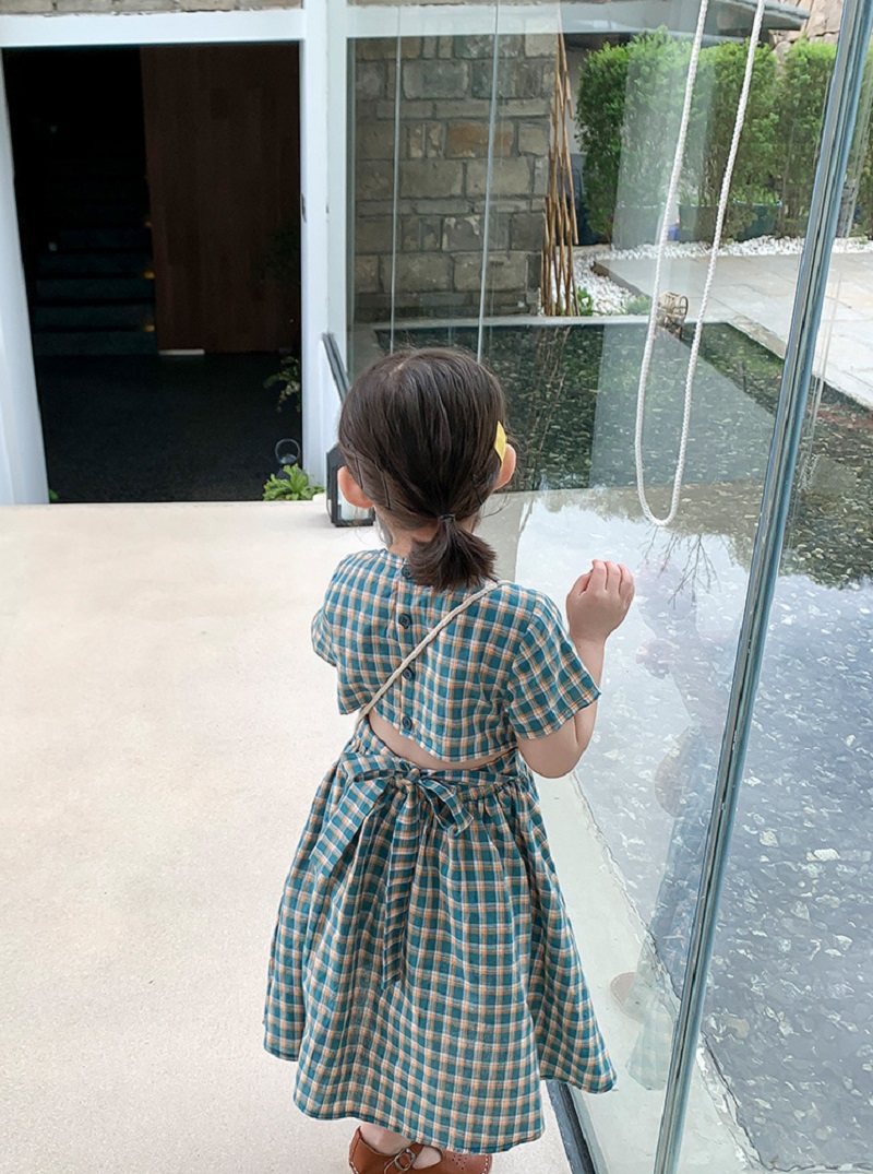 여름 캐주얼 아기와 소녀 면화 격자 무늬 싱글 브레스트 - Baby Clothing Knitting Patterns 리뷰 및 가격
